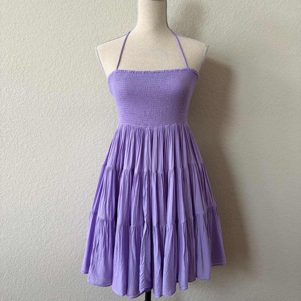 {Free People} Large Wendy Tiered Slip Purple Dress